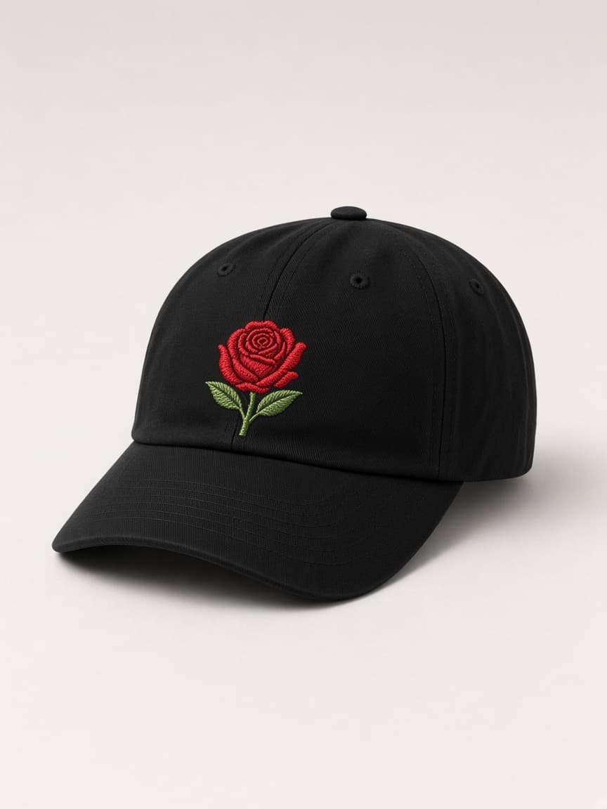 Rose Cap in Black, front