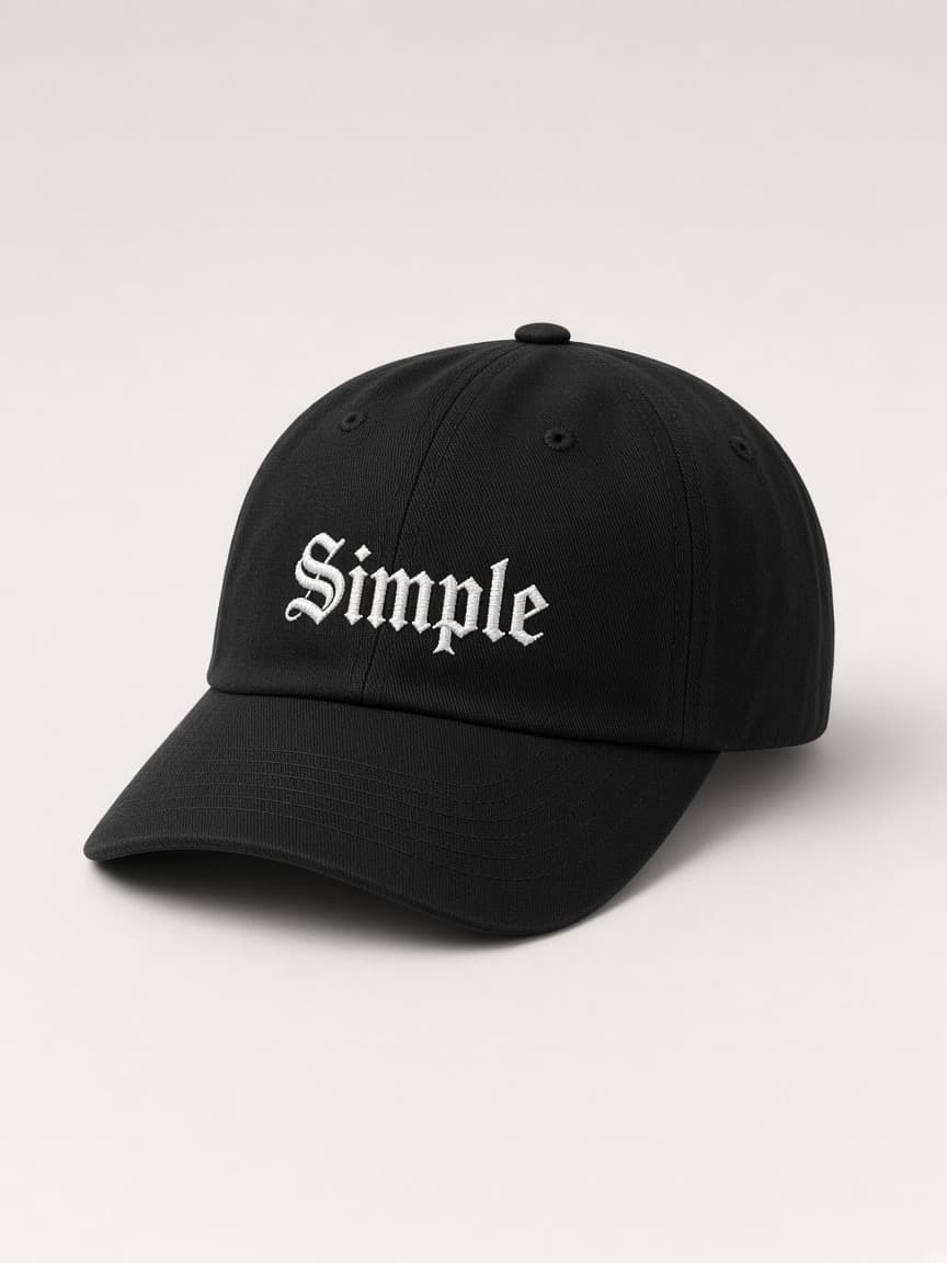 Simple Cap in Black, front