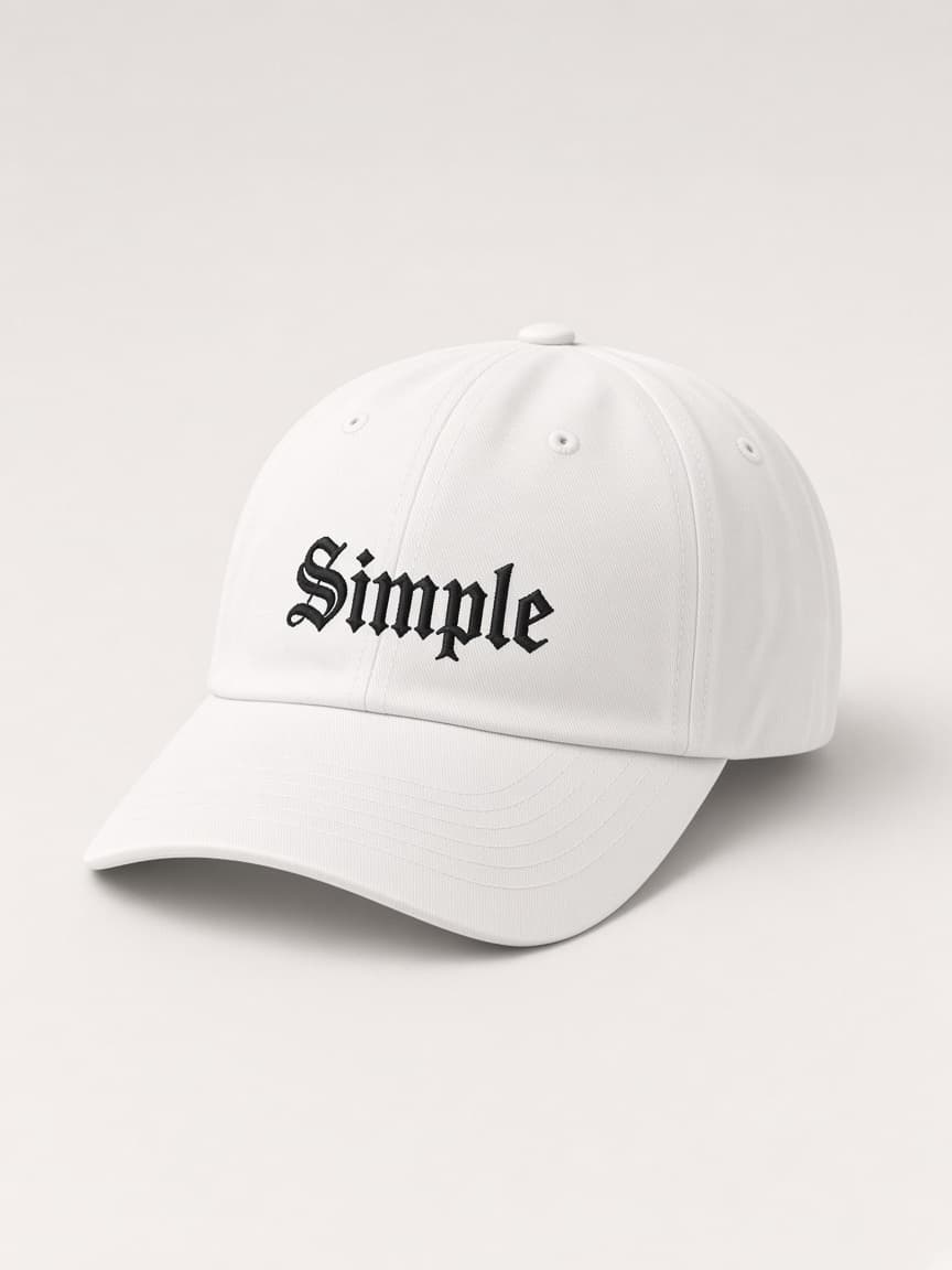 Simple Cap in White, front